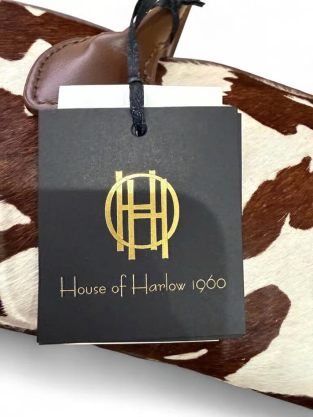 House of Harlow 1960 - Cow Print Barrel Shoulder Purse- Brown/White- NWT - Picture 6 of 12